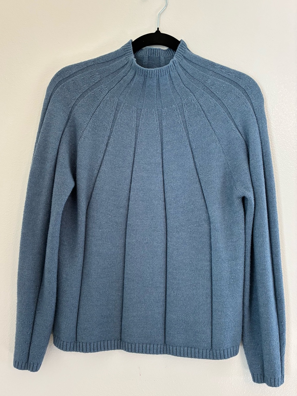 Ann Taylor Slate Blue Ribbed Mock-Neck Sweater small